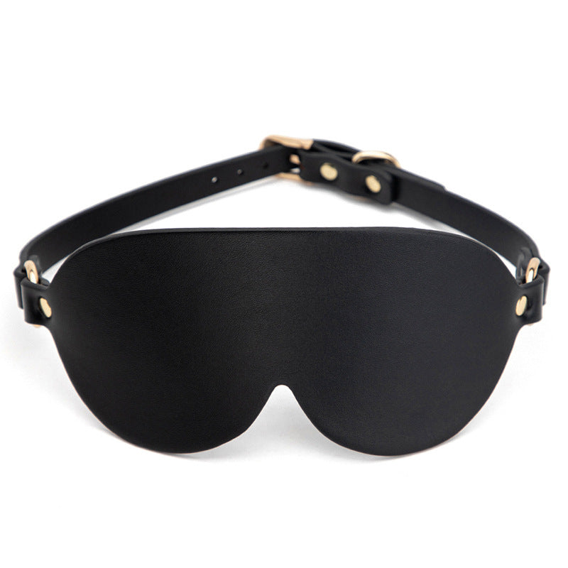 Dark Desire Collar & Blindfold Set – Black/Red Leather Chain Harness Accessories