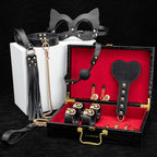 Luxury Black & Red Bondage Kit – 8PCS Leather BDSM Set with Storage Case