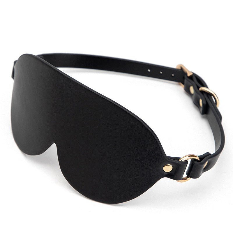 Dark Desire Collar & Blindfold Set – Black/Red Leather Chain Harness Accessories