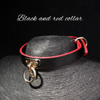 Dark Desire Collar & Blindfold Set – Black/Red Leather Chain Harness Accessories