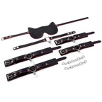 PU Leather Roleplay Accessories Set 4PCS – Blindfold Wrist Cuffs Ankle Cuffs Collar Costume Kit