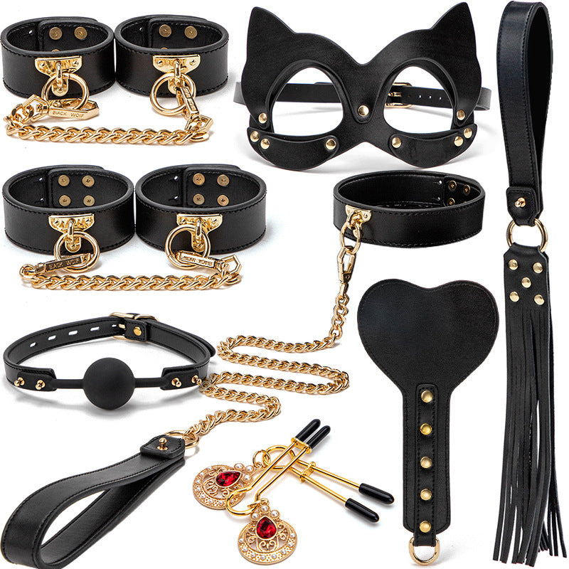 Luxury Black & Red Bondage Kit – 8PCS Leather BDSM Set with Storage Case