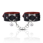 PU Leather Roleplay Accessories Set 4PCS – Blindfold Wrist Cuffs Ankle Cuffs Collar Costume Kit