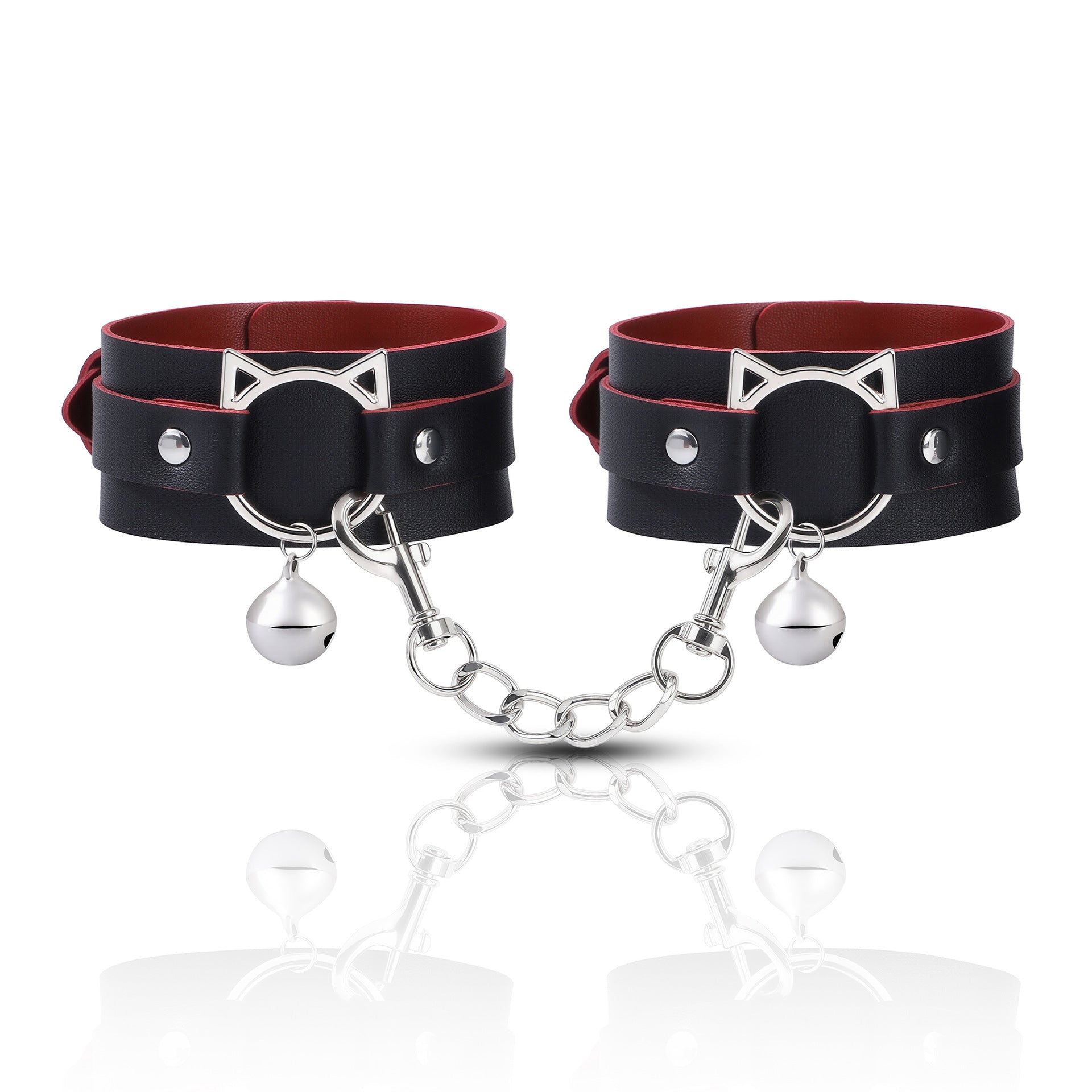 PU Leather Roleplay Accessories Set 4PCS – Blindfold Wrist Cuffs Ankle Cuffs Collar Costume Kit