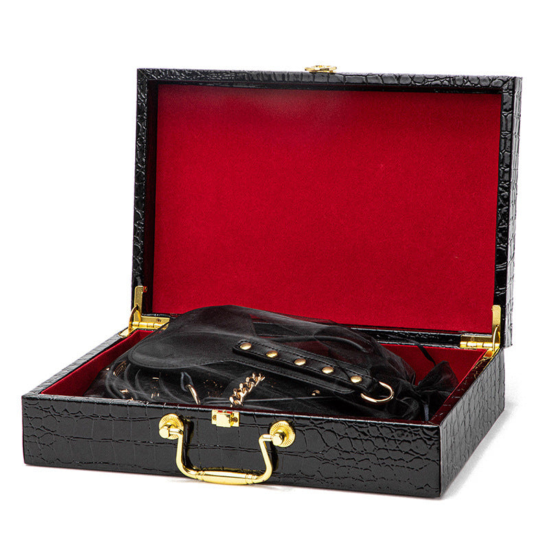 Luxury Black & Red Bondage Kit – 8PCS Leather BDSM Set with Storage Case